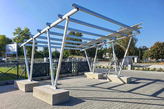 Système de montage BIPV modulaire - Support en acier de 115 mm avec cadre préfabriqué pour abri solaire de toiture